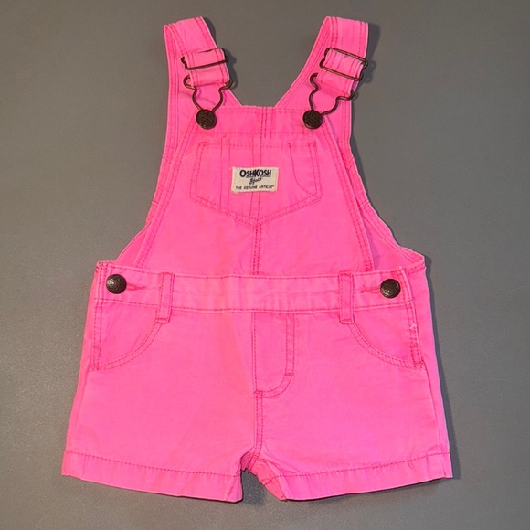OshKosh B'gosh Other - OshKosh B'gosh Pink Denim Overalls Neon Size 6 months